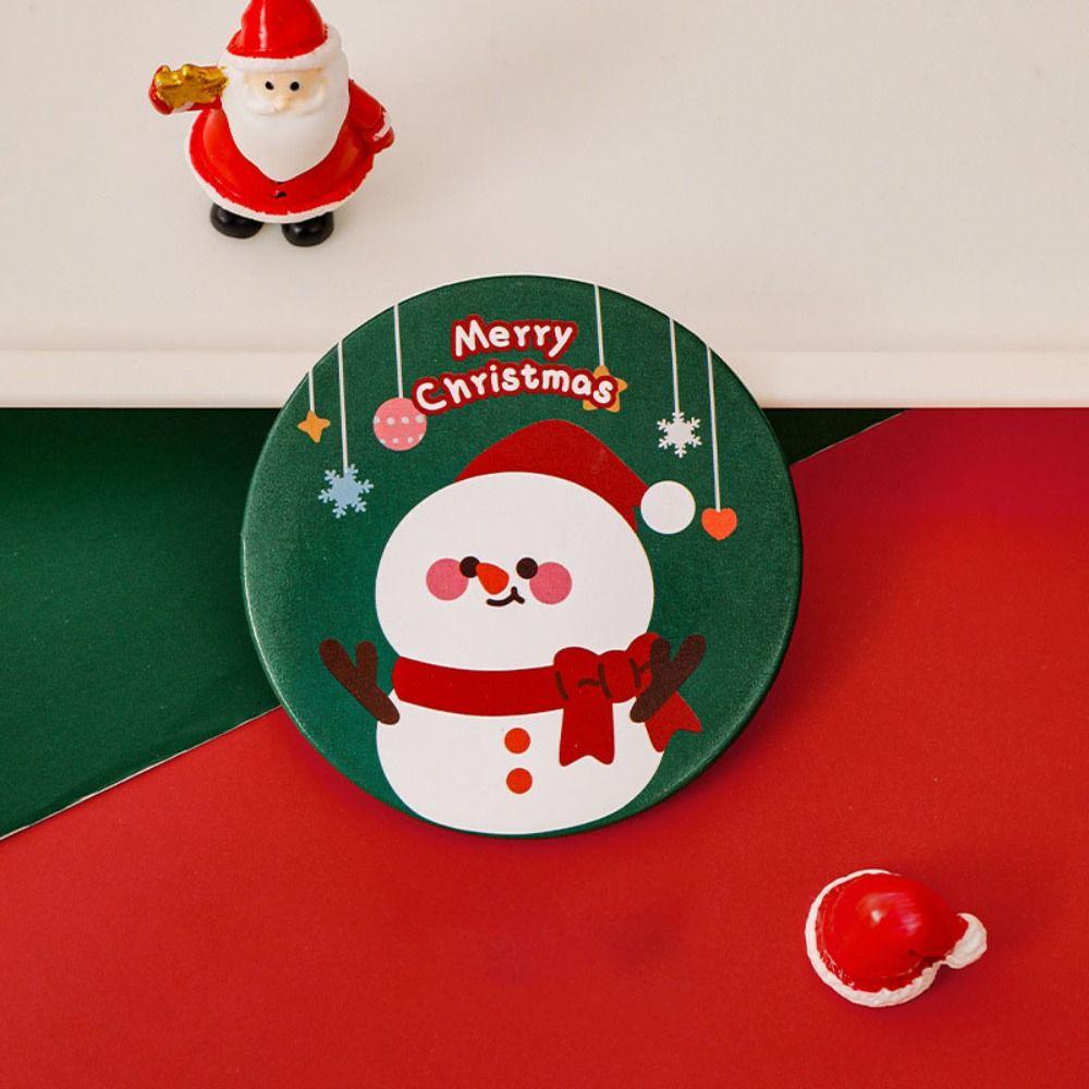 Gift Glass Cartoon Christmas Mirror Easy To Carry Pocket Make-up Mirror Handheld Small Round Mirror Vanity Mirror
