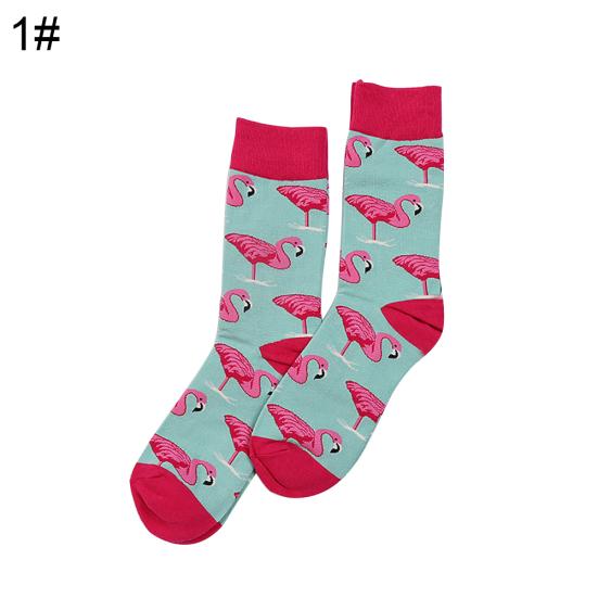 Winter Funny Animal Printed Flamingo Men Sock Elastic Cotton Casual Adult Sock