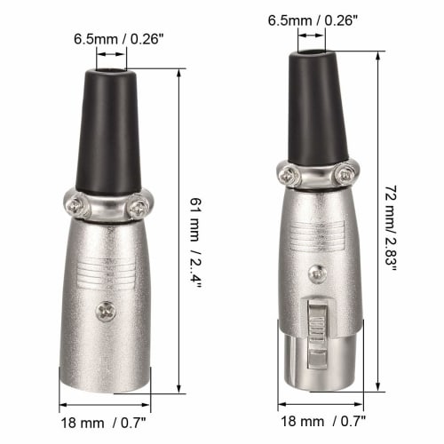 uxcell XLR Male/Female Connector Cable Plug Audio Socket for Microphone, 3-Pin, 1 Pair