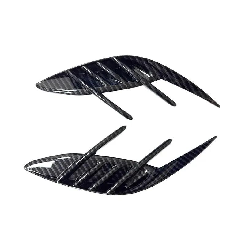 For KIA Stinger 2018- Car Sticker Rear Bumper Side Vent Spoiler Canard Covers Carbon Fiber Look Gloss Black Accessories ABS