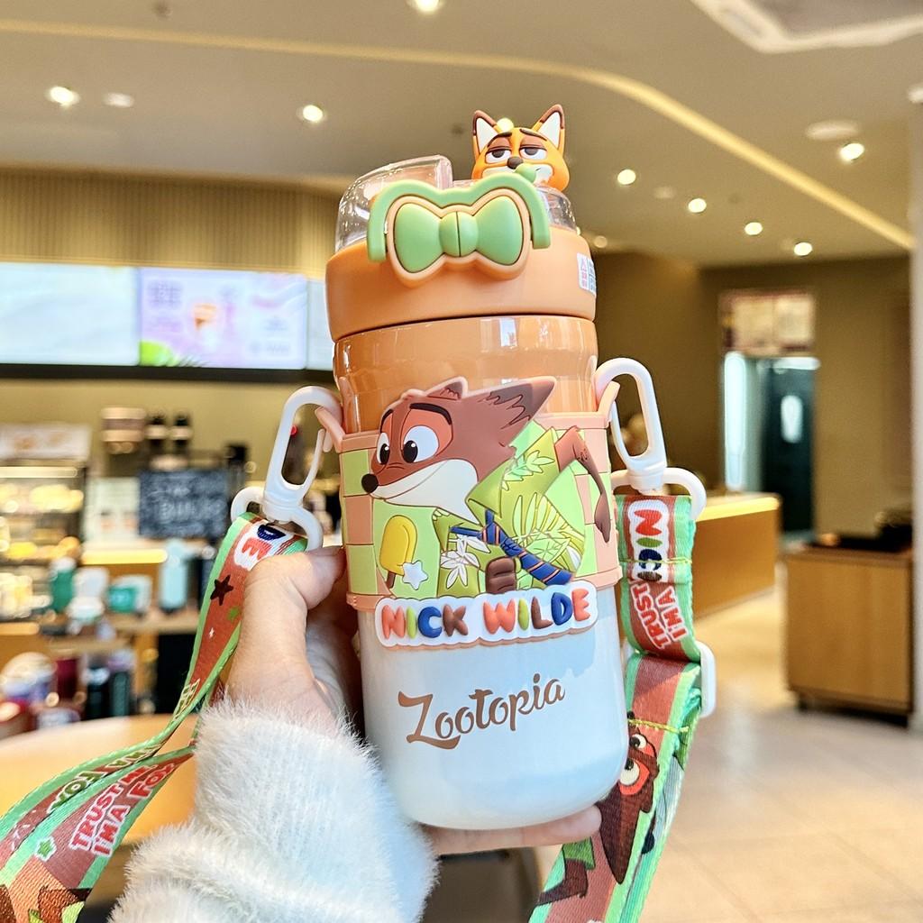 Zootopia Insulated Water Bottle With Straw Lock For Students And Commuters