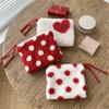 Dustproof Cosmetic Storage Bag Heart-shaped ID Card Holder Wide Opening Plush Coin Purse  Travel