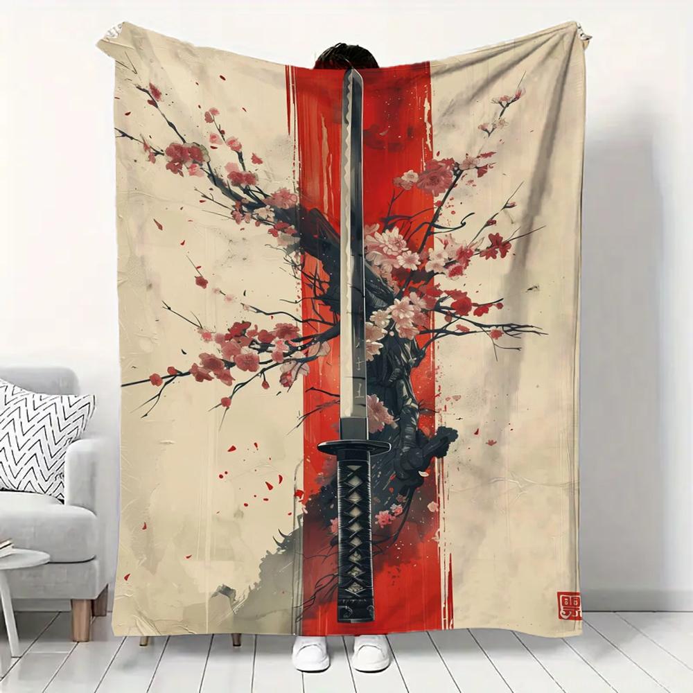 Japanese Landscape Samurai Geisha Flannel Fluffy Throw Camping Blanket for Children Adult Sofa Throw Blanket Modern Fashion Gift
