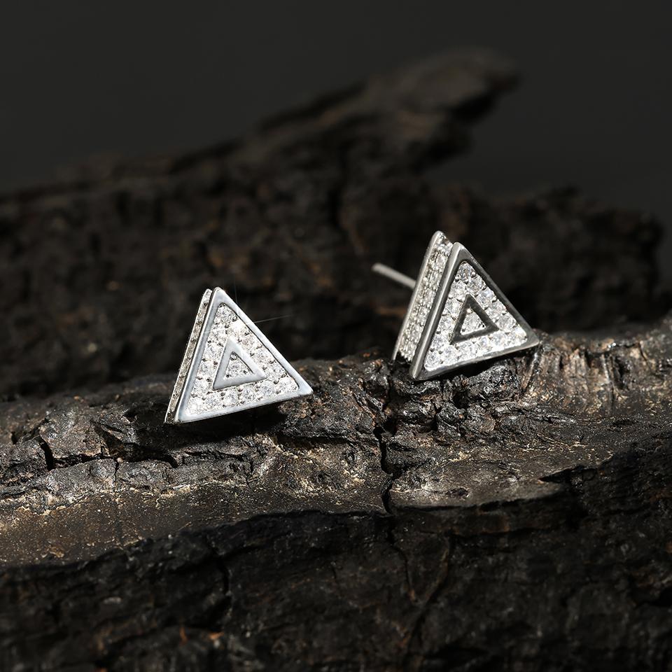 ZAKOL Trendy Hip-hop Rock Triangle Zircon Stud Earrings For Women Men Micro-set Piercing Crystal Daily Jewelry Accessories