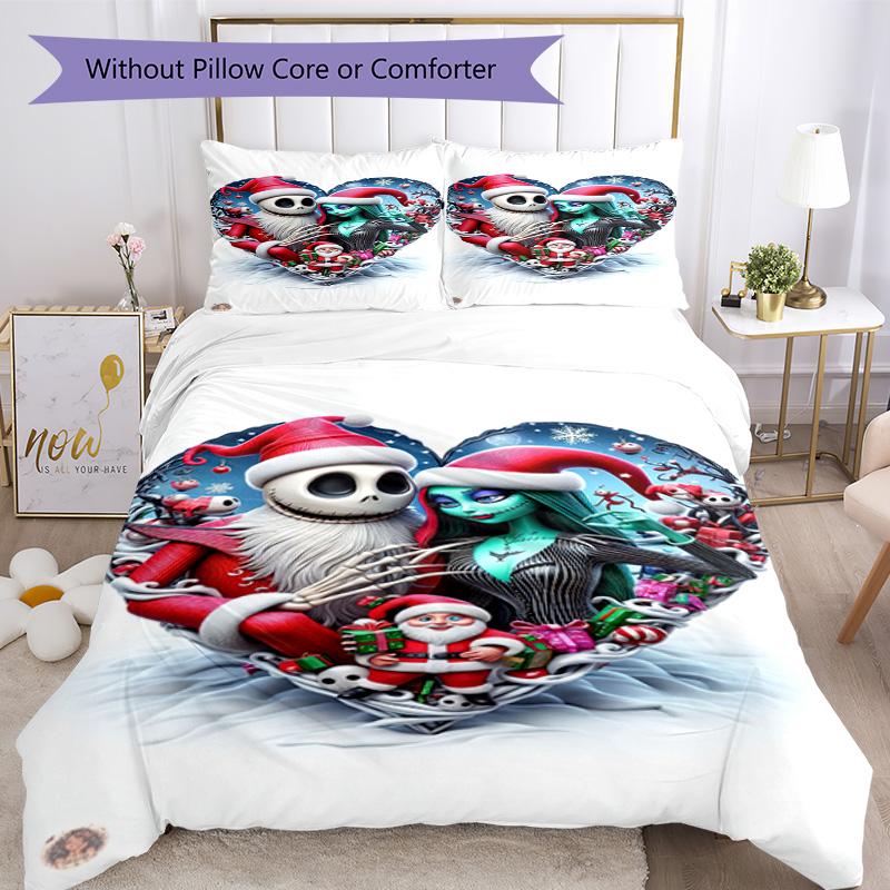 Christmas Nightmare Bedding Set Breathable Duvet Cover with Pillowcases Decorative Bed Linen for Bedroom Home Decoration Birthday Gift