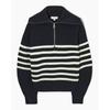Damen Rollkragen Locker Revers Gestreifte Strickware Damen Pullover Halber Reißverschluss Lässig Mode Damen Pullover
