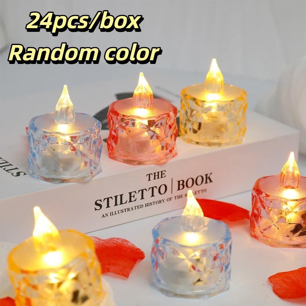24pcs/box Delicate Design LED Mini Candle Light Romantic Atmosphere Light Daily Decoration