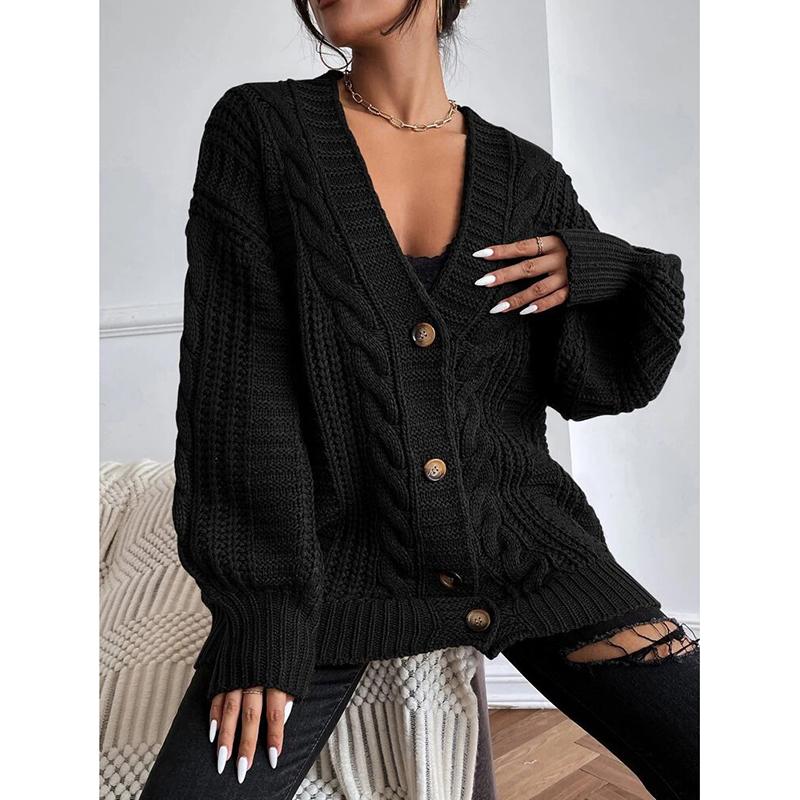 Autumn Winter Women Cardigan Sweater Coats Fashion Female Long Sleeve V-neck Loose Knitted Jackets Casual Sweater Cardigans Tops
