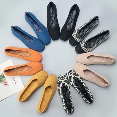 Flache einfarbige Ballerinas Damen Gestrickt Bequem Damen Ballerinas Freizeitschuhe Damen Zapatos De Mujer 2025