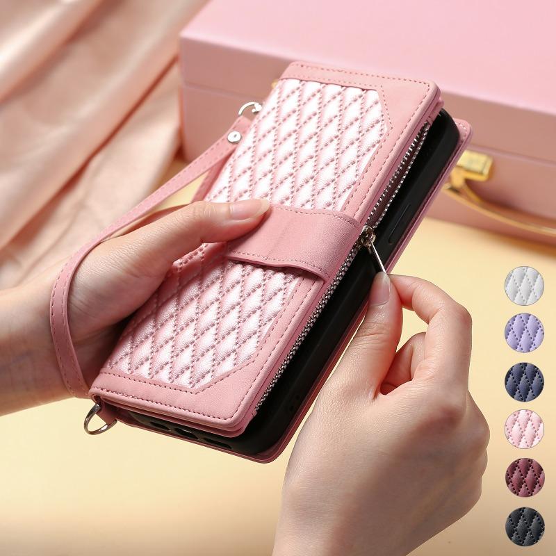 S25FE Zipper Bag Case for Samsung Galaxy S25 FE S 25 S24 S23 S22 S21 S20 Ultra S10 S9 S8+ Plus Coque Luxury Leather Wallet Cases