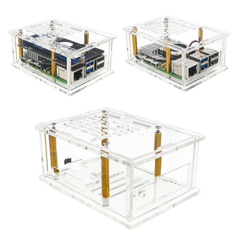 Transparently Acrylic Case For RPi 5 Case Featuring Precise Openings for Connectors and Active Cooling Port Support