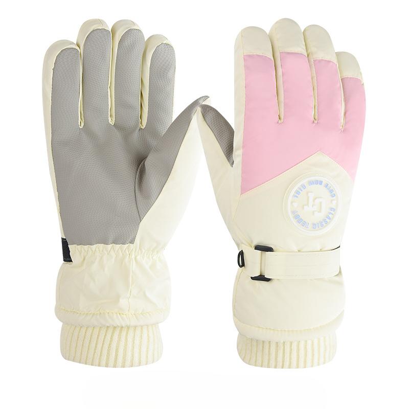 Winter Skihandschuhe Plus Samt Verdickt Warm und Kalt Outdoor-Sportarten Radhandschuhe Winddicht Wasserdicht und Rutschfest Touchscreen