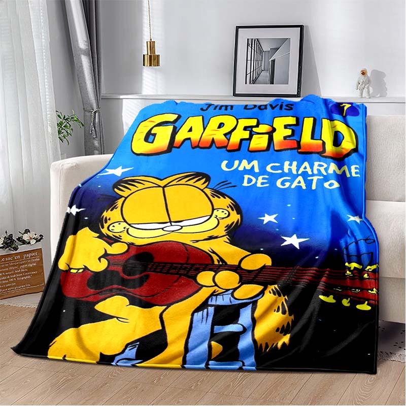 Garfield Cartoon Lazy Cat Print Soft Flannel Throw Blanket Warm Sofa Couch Bed Home Decor Cover For Classic Cartoon Fans