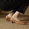Fashion Genuine Leather Square Toe Shoes for Women High Heeled 2025 Spring Autumn Newest Pumps Wedding Party Shoes Woman Office Pumps
