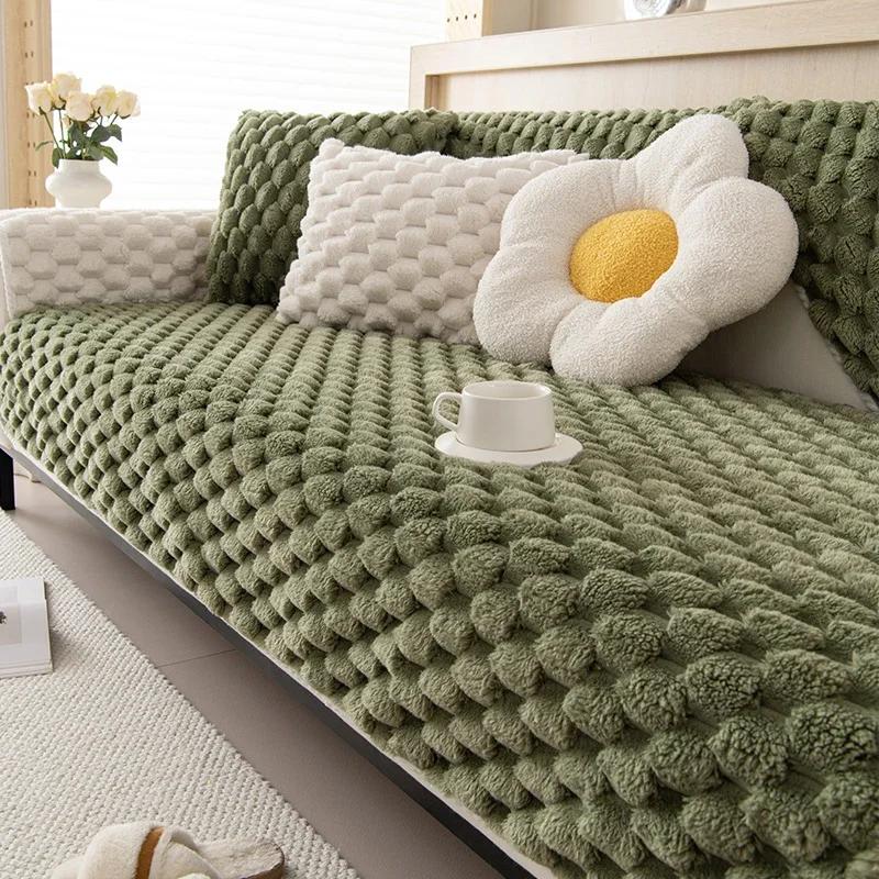 

Утолщенная плюшевая подушка для дивана Теплый фланелевый универсальный чехол для дивана для гостиной Скандинавский мягкий диванный плед Защитник Домашний декор A 70x70