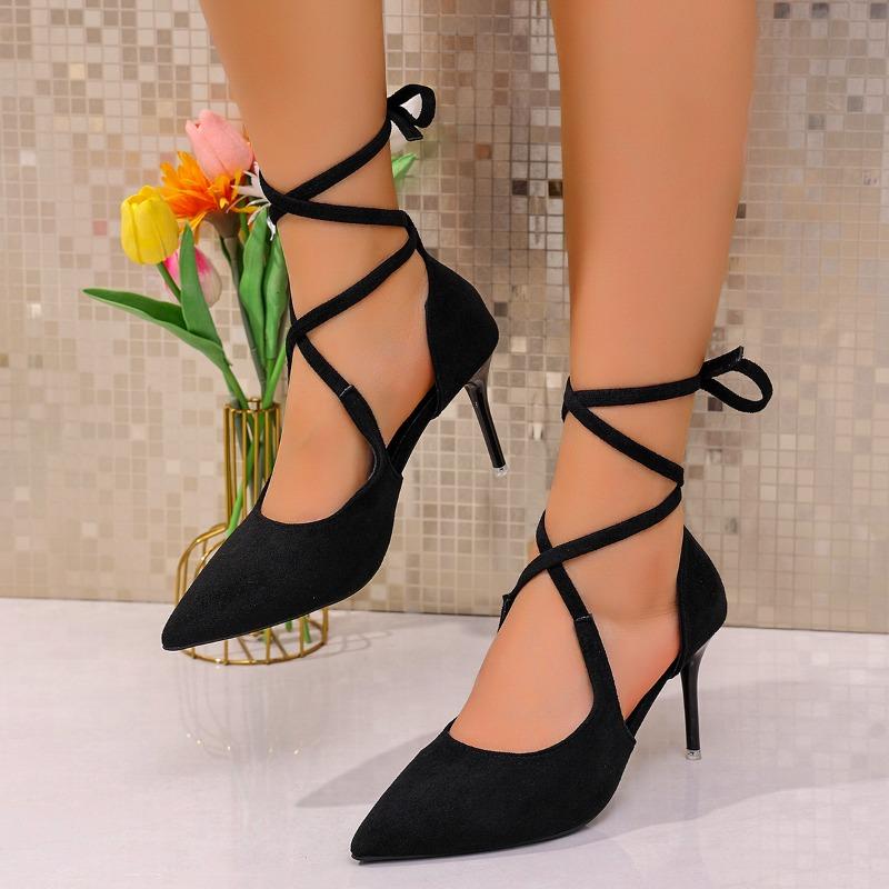 Fashion 2025 Fashion Ankle-wrap Women's High Heels Novelty Pointed Toe Lace Up Thin Heels Pumps for Retro Dress & Party Shoes Zapatos