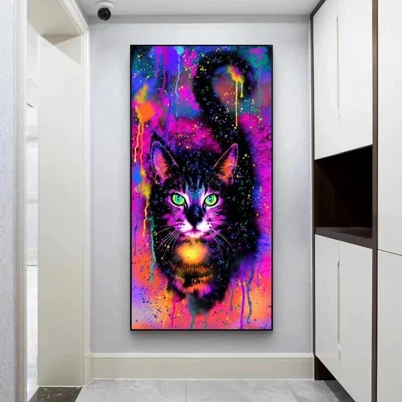 Modern Rock Graffiti Animal Cat Posters and Prints Canvas Painting Wall Art Picture for Living Room Nordic Mural Home Decoration No Frame