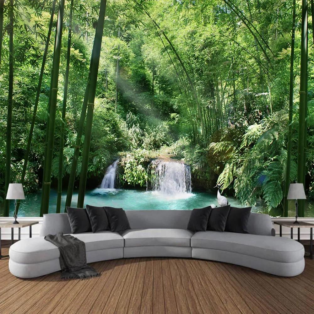 Large 3D Printed Tapestry Green Forest Landscape Wall Hanging Cloth Hippie Bohemian Home Art Decoration Living Room Wall Decor