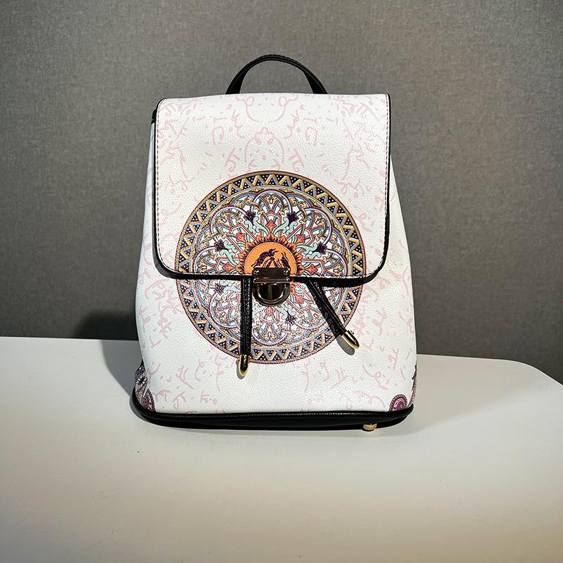 Vintage Bohemian Print Women's Backpack - Comfortable Wide Strap Ethnic Style Travel Bag Casual Daypack