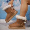 Thick Soled Snow Boots for Women, 2025 New Winter with Plush Insulation, Butterfly Knot Casual Oversized Cotton Shoes for Women