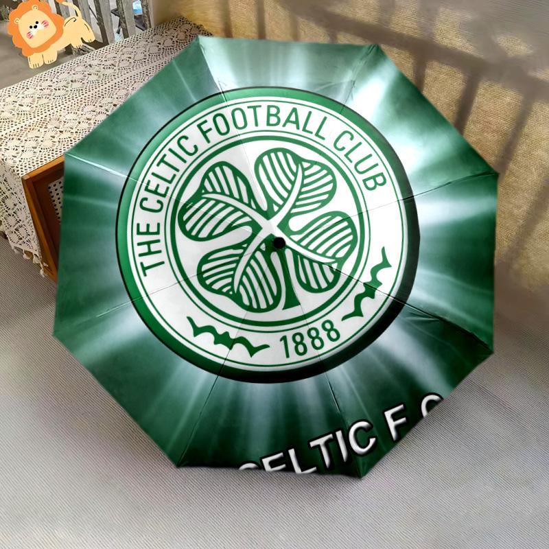 Modello del Celtic Football Club, ombrello pieghevole automatico, design portatile e pieghevole, 8 stecche, un regalo di Natale o di compleanno.