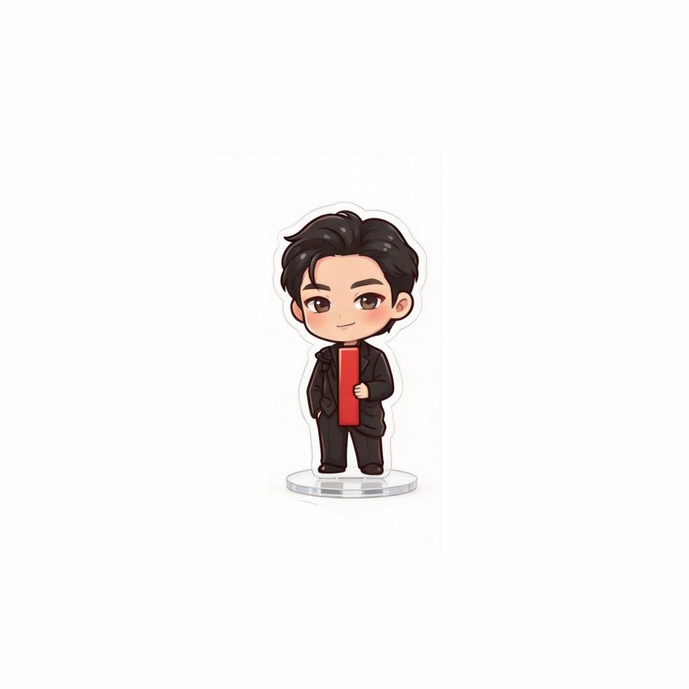 BTS TXEINVF Niedlicher Cartoon Acryl-Aufsteller, Bangtan Boys Cartoon-Figuren-Display mit Buchstaben, Kpop ARMY Fans Schreibtischdekoration
