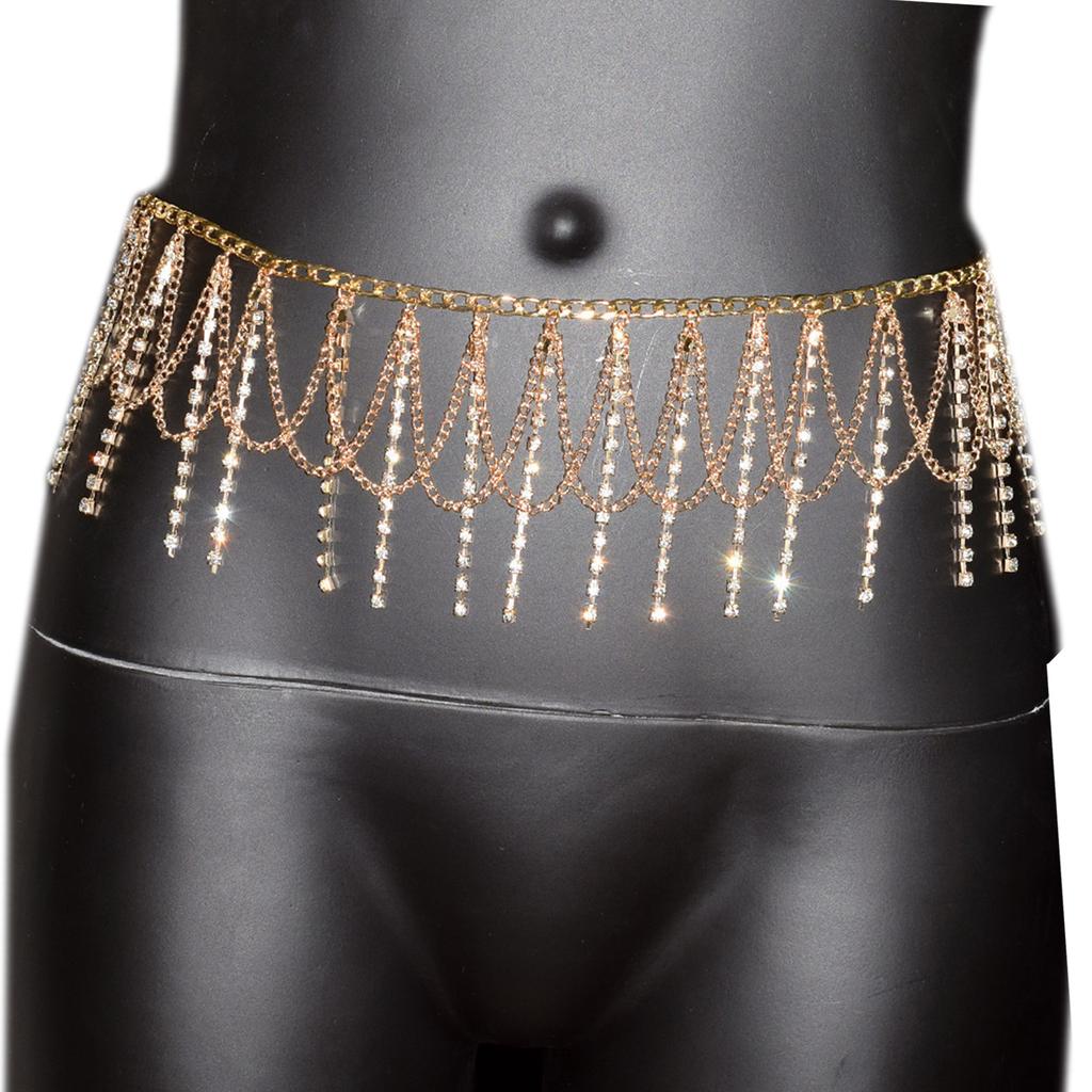 Tassels Waist Chain Elegant Rhinestones Belly Chain Body Jewelry For Stage Performances Prom Night Women Accessories