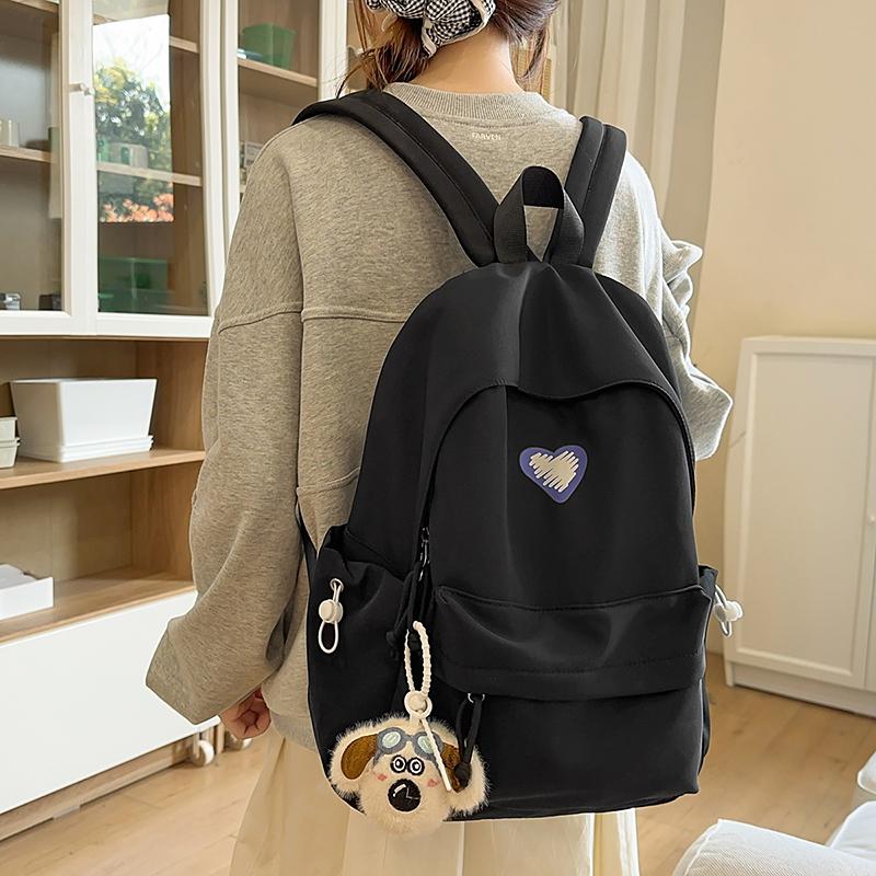 Women Solid Color Backpack Junior High School Student Schoolbag