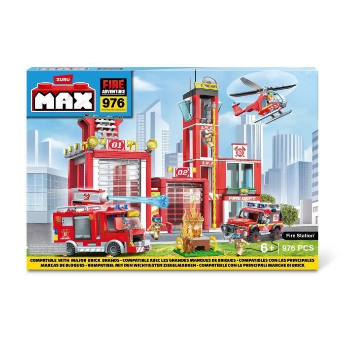 Set de Construction - ZURU - Fire Station Large (976 pièces) - Crée une caserne de pompiers avec véhicules et accessoires