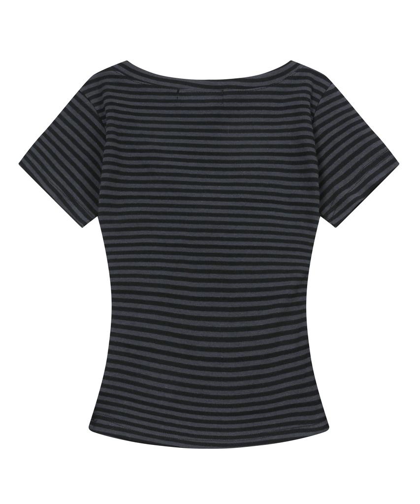 Mucent Emma V-Neck Striped Short Sleeve Tee