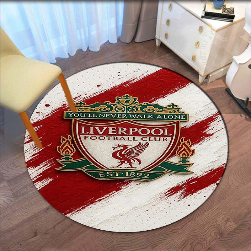 Alfombra Redonda Estampada del Liverpool Football Club Alfombra para Silla Alfombra de Área Felpudos para Entrada, para Silla de Oficina Sala de Estar Dormitorio Cocina.