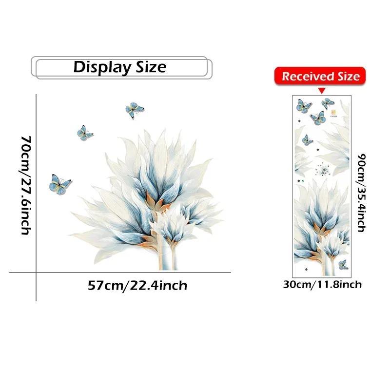

Акварельные Синие Цветы И Бабочка Наклейки На Стену Для Гостиной Спальни Наклейки На Стену Наклейки На Шкаф ПВХ Съемный Постер A