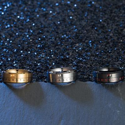 European and American Titanium Steel Rotatable Digital Ring Qianfeng New Letter Ring Jewelry