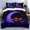Fantasy Moon And Mushrooms Set Soft Comfortable Duvet Cover Bedding Set Included 1*Duvet Cover & 2*Pillowcases, Gift