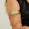 Adjustable Tassel Arm Chain Trendy Boho Open Armlet New Golden Metal Cuff Bangle Upper Arm