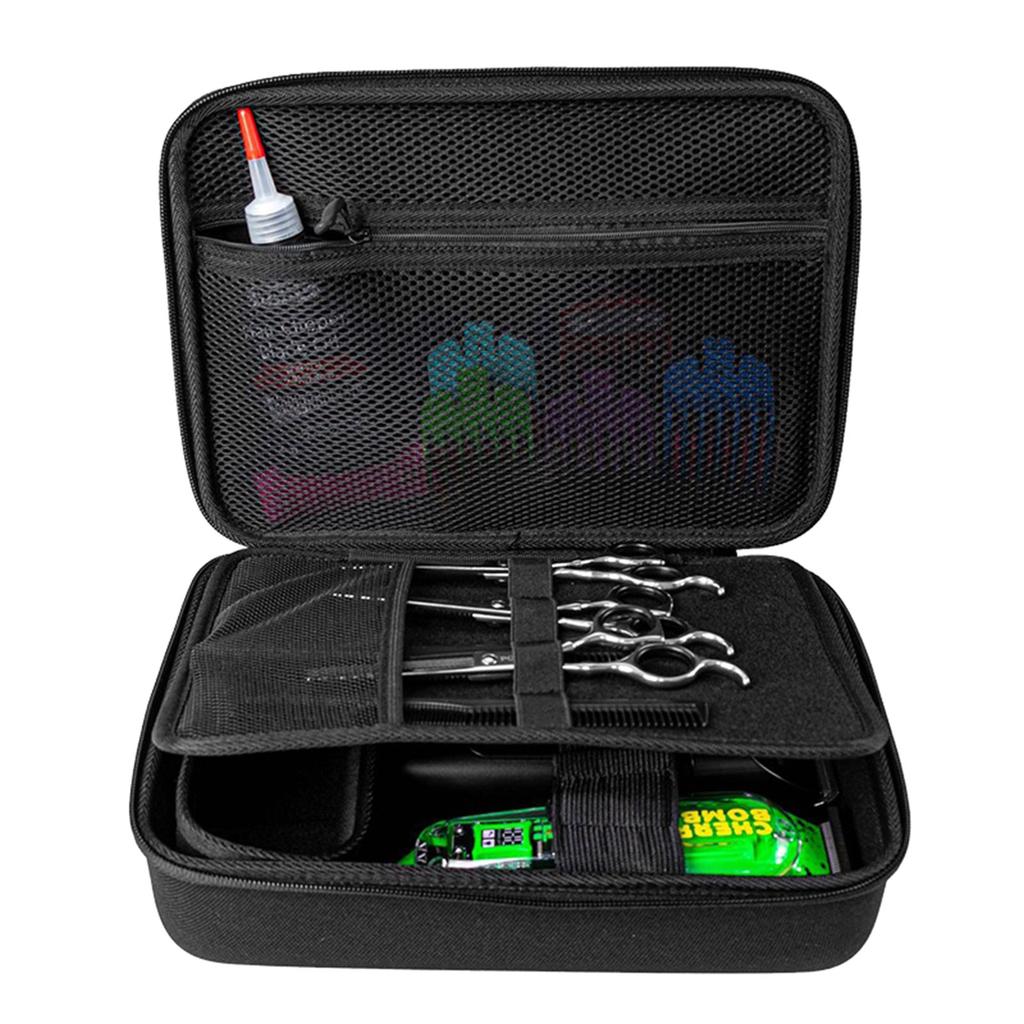 Portable Travel Case For Hair Cutting Equipment Includes Space For Trimmers And Full Set Of Attachments