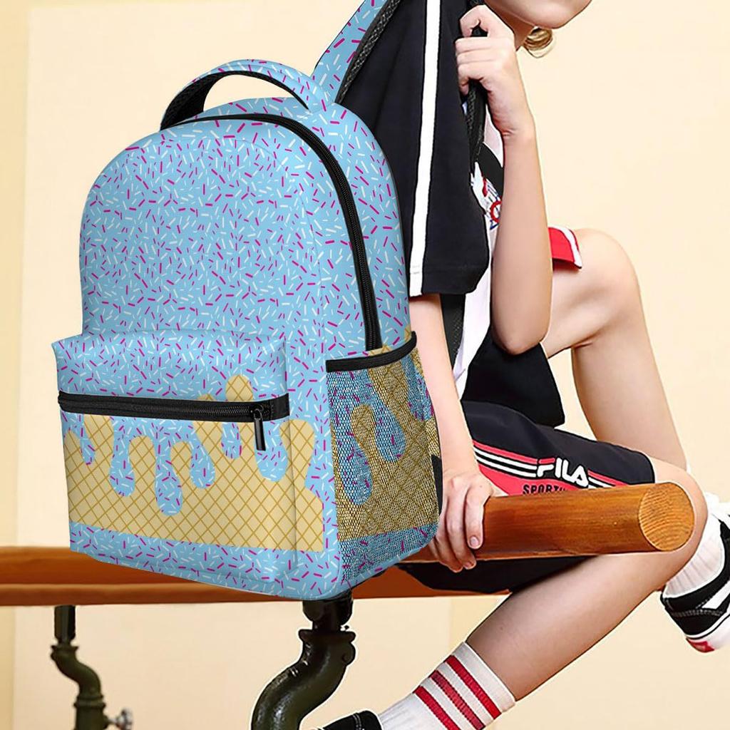 Ice Cream Backpack, Cute Large Capacity Shoulder Backpack, Ice Cream Backpack Boys Ice Cream Drip Backpack