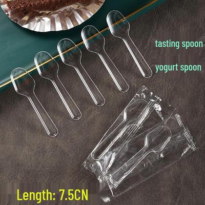 Individually Packaged Disposable Plastic Tasting Spoons for Ice Cream, Yogurt, and Desserts