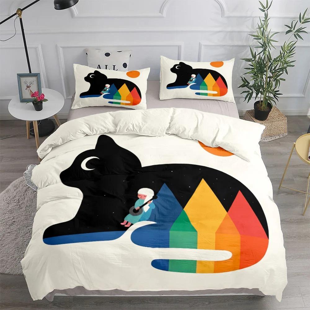 Pet Cat Diy Print Duvet Cover Collection King Queen Double Full Twin Single Size Duvet Cover Pillow Case With Bed Linen Collection