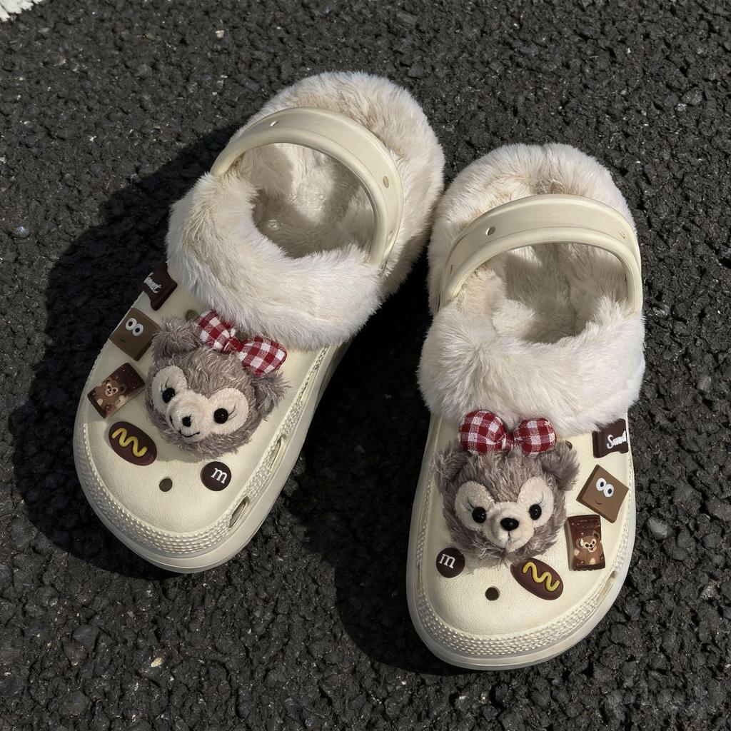 2025 Winter Plus Velvet Cotton Slippers, Outdoor Closed-Toe, 5cm Height Boost