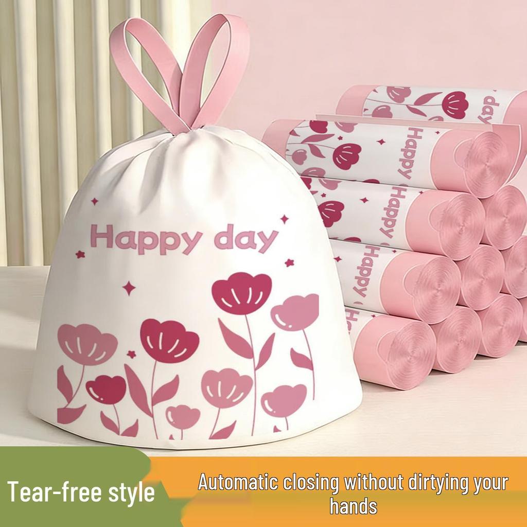 Osmanthus Scent Tear-Free Kitchen Garbage Bags - Thickened, Disposable, Drawstring Closure, Handheld Storage.