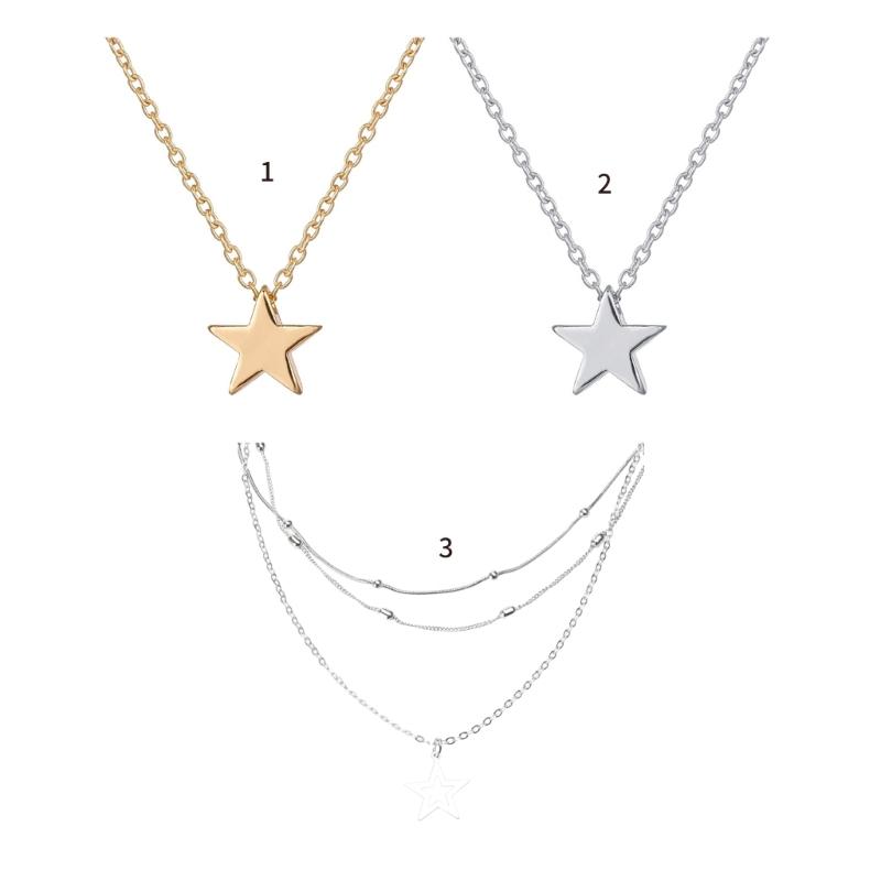 Modern Multi strands Necklace Stylish Star Pendant Neckchains Layers Chokers