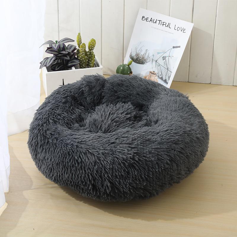 40cm Round Pet Bed for Large Dog Bed Super Soft Cat Bed Long Plush Dog House for Medium Dog House Winter Warm Sleeping