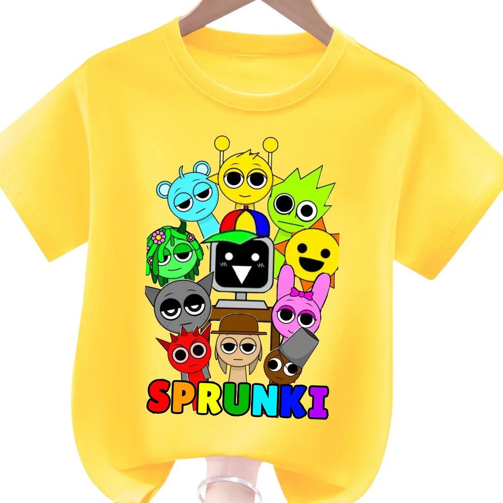 Sprunki Kids Tshirt Fashion Cartoon Figure Boys Girls Clothes Summer Round Neck Short Sleeve Tshirt Sprunki Childrens Clothing
