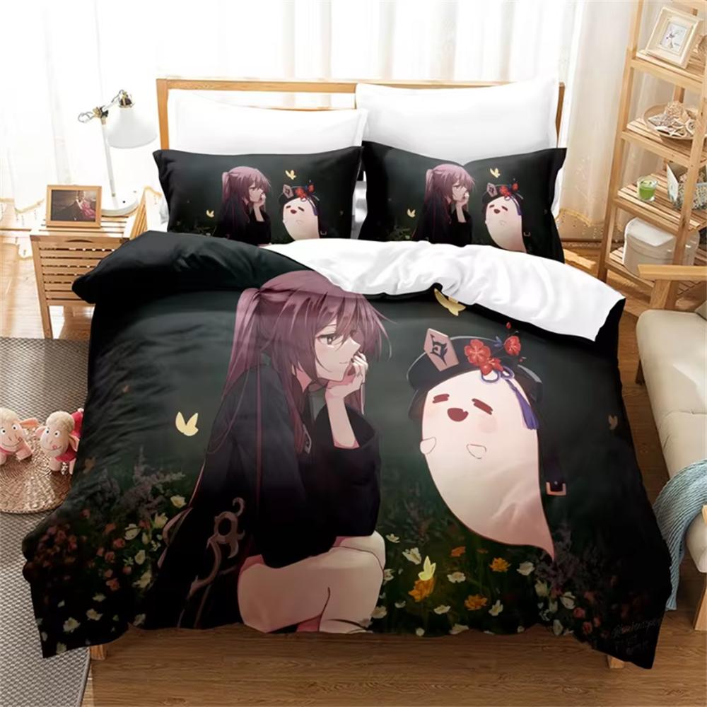 

Genshin Impact Chongyun Game Комплект постельного белья 3D Пододеяльник Комплект постельного белья с рисунком Твин Queen King Single Size Dropshipping EU Single 135x200cm