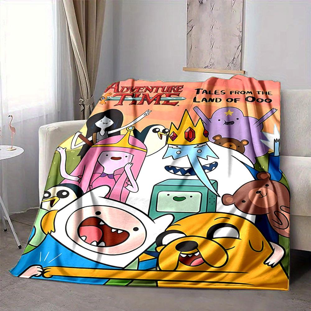 

1pc Adventure Time Flannel Throw Blanket - Lightweight Soft Warm All-Season Blanket for Sofa, Bed, Travel, Camping L1029118 80x120cm