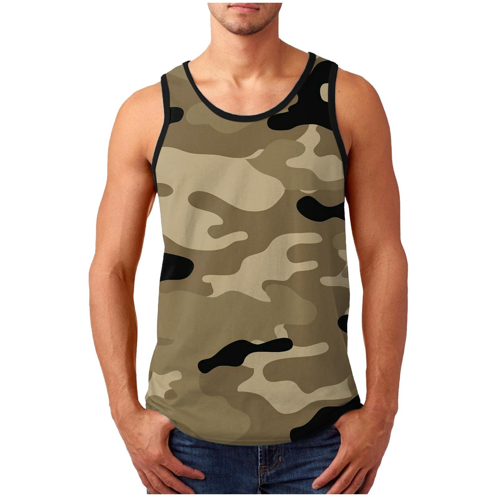 

Чоловіча повсякденна модна літня спортивна блузка без рукавів із принтом і круглим вирізом XXL темно-синього кольору