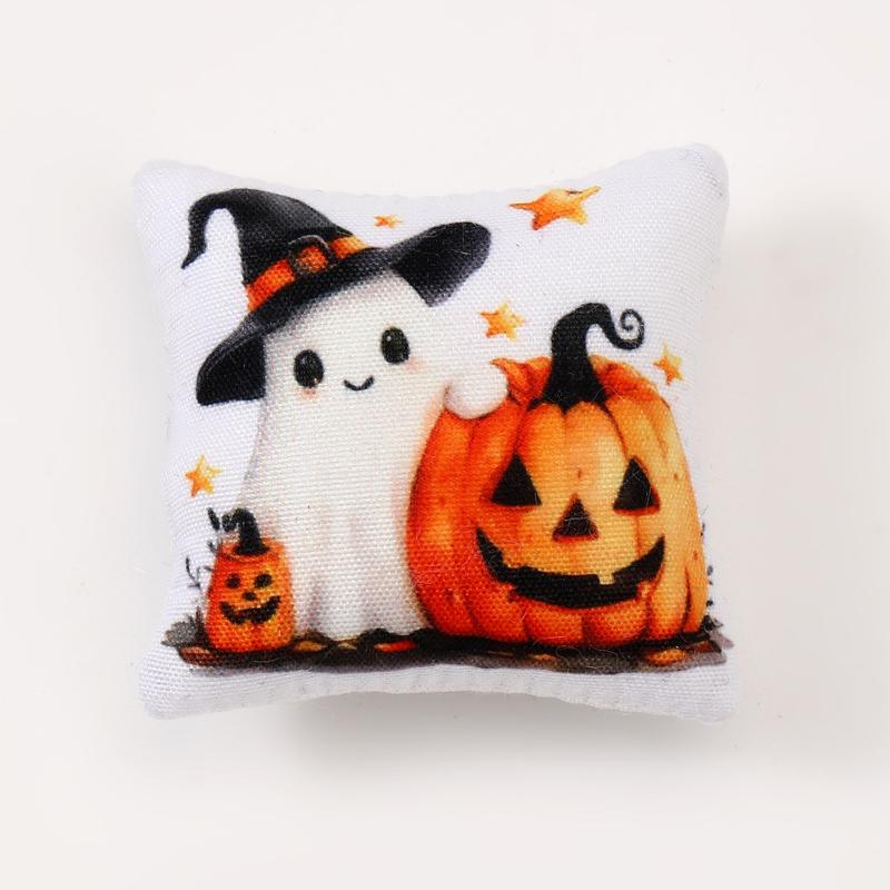 Miniature Dollhouse Halloween Ornament 1Pcs Pumpkin Ghost Pillow Tiny Decor for Doll House Party Scene Gifts