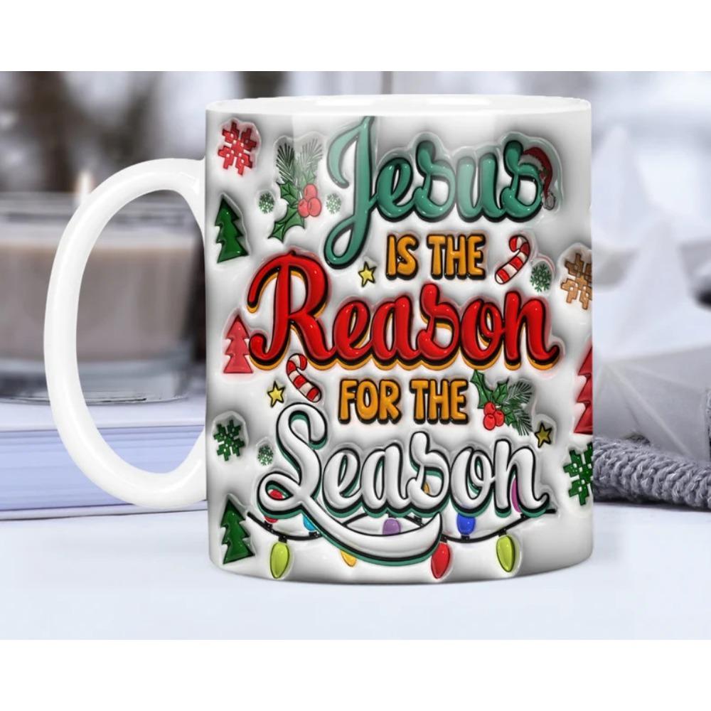 

3D Christmas Ceramic Coffee Mark Cup Tea Cup Cross 301-400ml