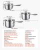 Stainless Steel Saucepan Set, 1 QT & 2 QT & 3 QT Saucepans with Glass Lids, Multipurpose Nonstick Stainless Steel Sauce Pot with Ergonomic Handle,